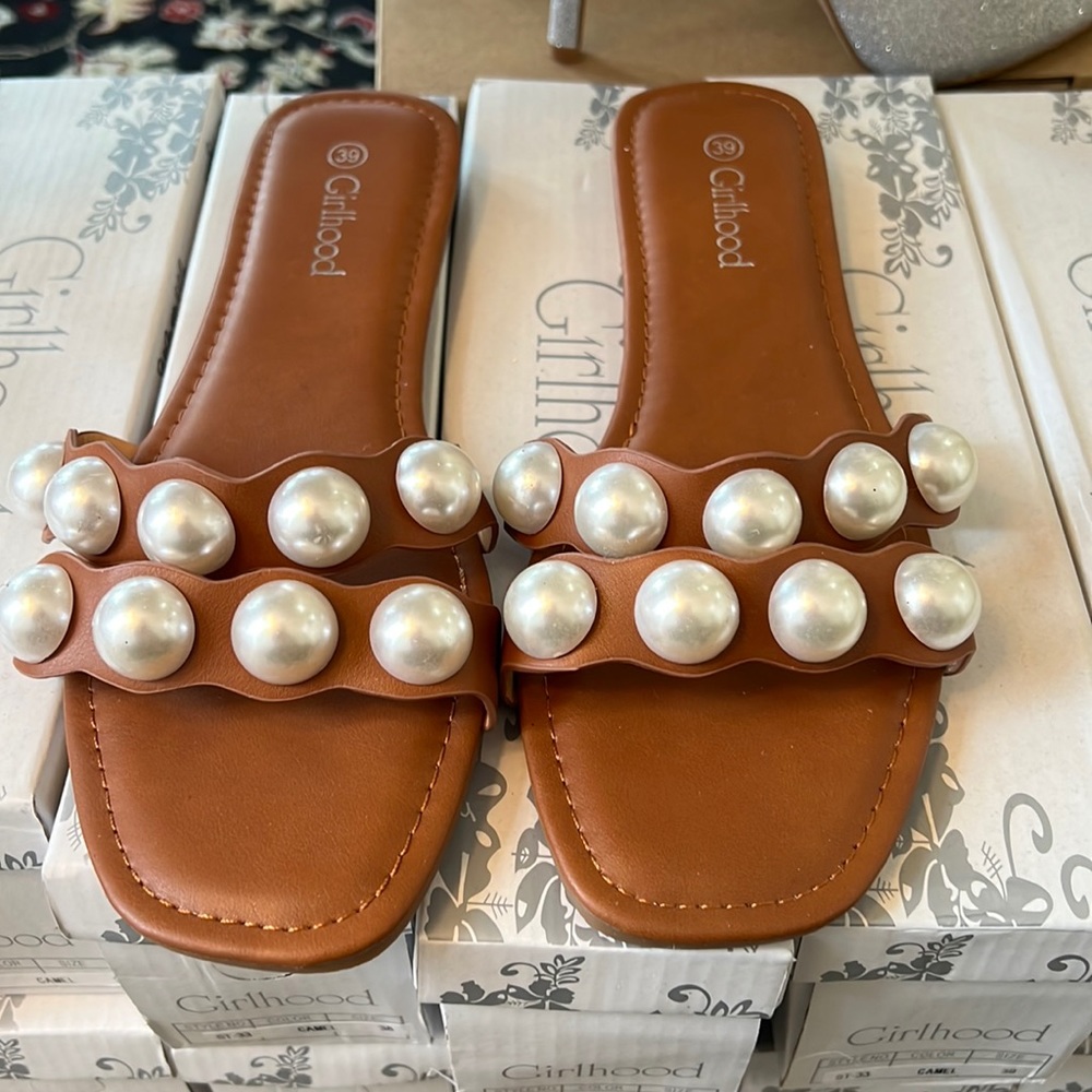 Pearl studded sandals